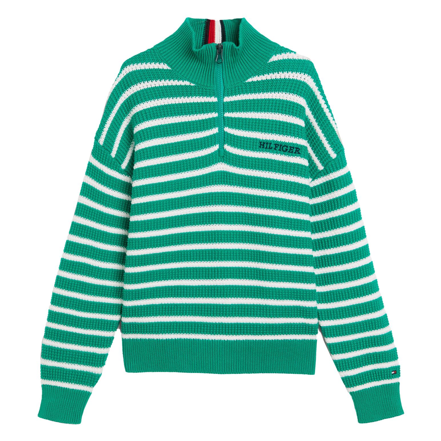 Tommy Hilfiger Half Zip Breton Stripe Sweater 6-7Y